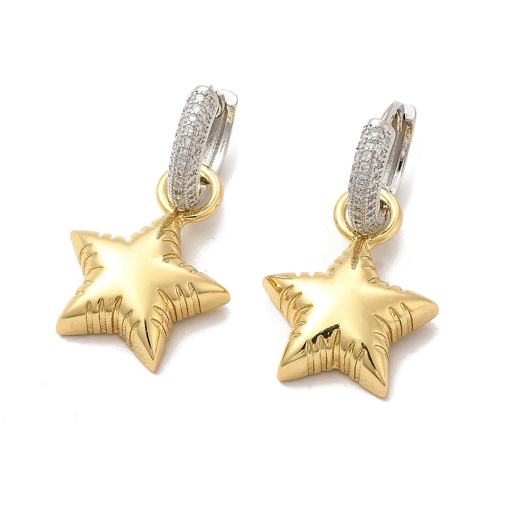 Aretes tipo argolla Chapado en Oro 18k con zirconia