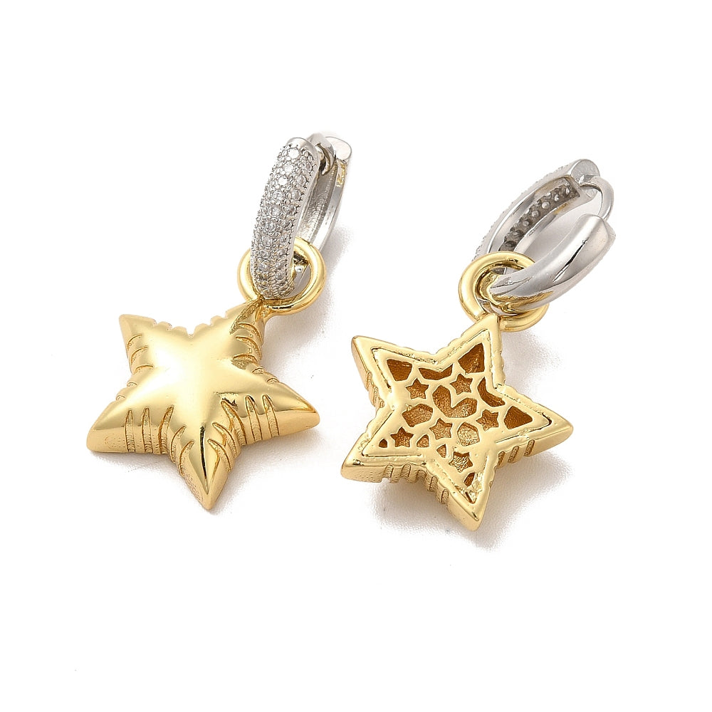 Aretes tipo argolla Chapado en Oro 18k con zirconia